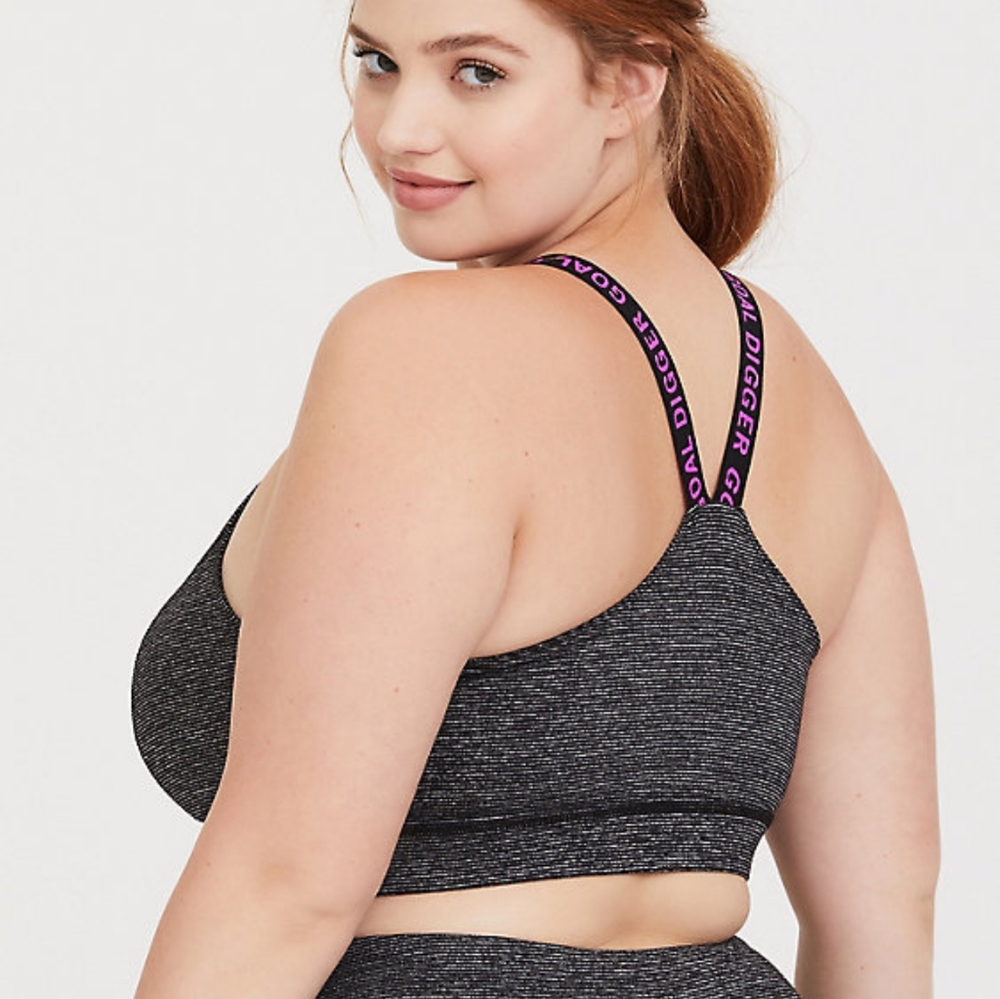 Torrid Grey Sports Bra Size 4 Pink Straps